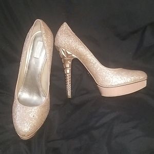 Soft gold glitter platform heels
